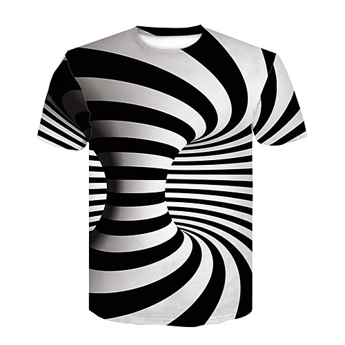 

Men's T shirt Visual Deception Print Short Sleeve Daily Tops Basic Streetwear White