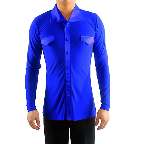 

Latin Dance Top Ruching Men's Performance Long Sleeve Spandex