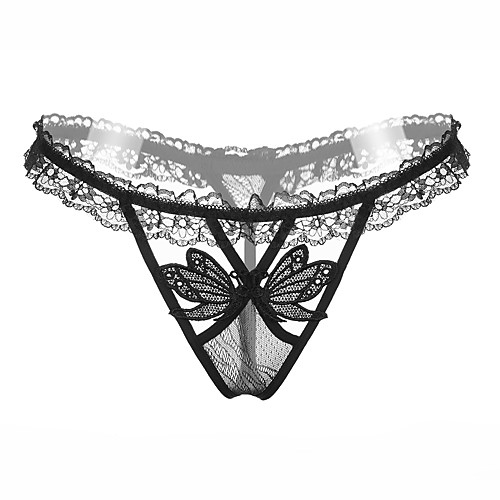 

Women's Lace / Cut Out Cotton Super Sexy G-strings & Thongs Panties - Normal, Solid Colored Low Waist White Black Blue One-Size / Going out / Work / Club