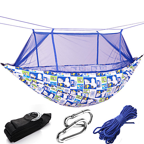 

Camping Hammock with Mosquito Net Double Hammock Outdoor Quick Dry Anti-Mosquito Breathability Wearable Anti-Rollover Canvas for 2 person Fishing Camping Blue Red Blushing Pink Two Ways To Use
