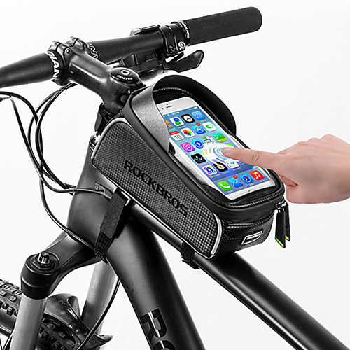 

ROCKBROS Cell Phone Bag Bike Frame Bag Top Tube 6 inch Touch Screen Reflective Waterproof Cycling for All Phones iPhone X iPhone XR Black Road Bike Mountain Bike MTB / iPhone XS / iPhone XS Max