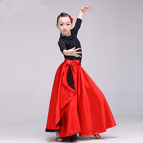

Latin Dance Skirts Ruching Women's Girls' Performance Dropped Spandex