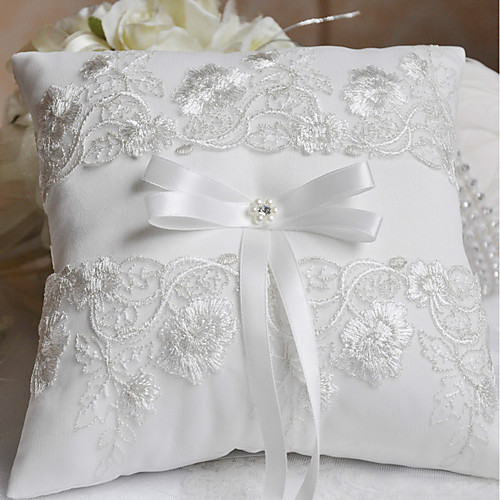 

Silk Like Satin Ribbon Bow / Lace Satin Ring Pillow Wedding All Seasons