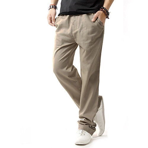 

Men's Basic Plus Size Daily Chinos / wfh Sweatpants Pants - Solid Colored Linen Beige Navy Blue Gray XXXL XXXXL XXXXXL