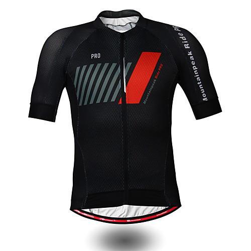 

Mountainpeak Men's Short Sleeve Cycling Jersey Polyester Coolmax Black / Red Stripes Bike Jersey Top Mountain Bike MTB Road Bike Cycling Breathable Quick Dry Moisture Wicking Sports Clothing Apparel