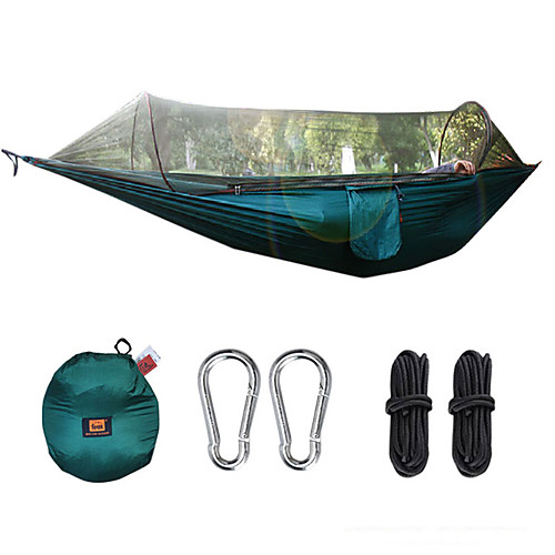 

Camping Hammock with Pop Up Mosquito Net Outdoor Lightweight Quick Dry Anti-Mosquito Breathability Wearable Nylon for 1 person Fishing Camping Black Blue Dark Green Pop Up Design Two Ways To Use