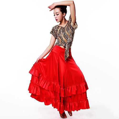 

Latin Dance Skirts Ruching Women's Performance Dropped Spandex