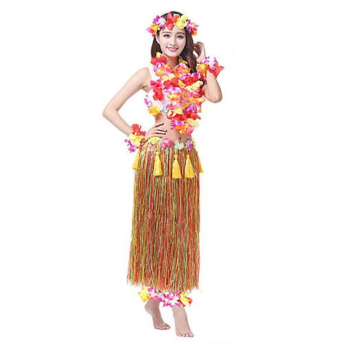 

Hawaiian Hula Dancer Adults Adults' Women's Tassel Floral Vintage Inspired Hawaiian Hawaiian Costumes Grass Skirt For PVC(PolyVinyl Chloride) Spandex Lycra Floral Christmas Halloween Carnival / Top