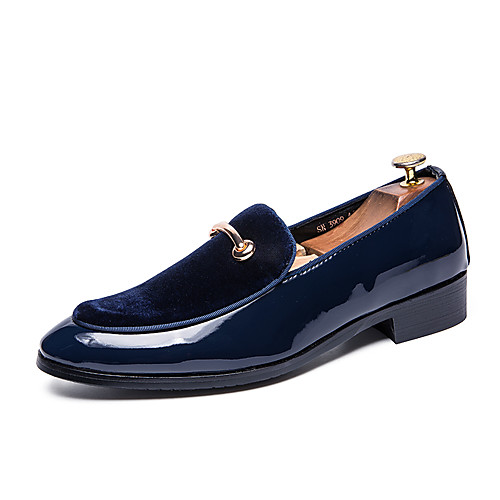 

Men's Comfort Shoes Patent Leather Spring & Summer Casual Loafers & Slip-Ons Non-slipping Black / Dark Blue