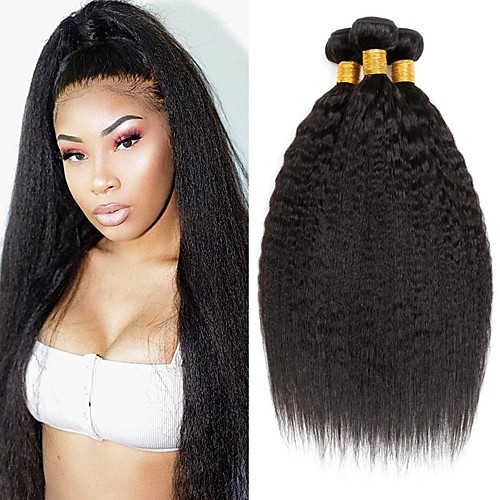 

6 Bundles kinky Straight Virgin Human Hair Remy Human Hair 300 g Headpiece Natural Color Hair Weaves / Hair Bulk Hair Care 8-28 inch Natural Color Human Hair Weaves Smooth Hot Sale Cool Human Hair