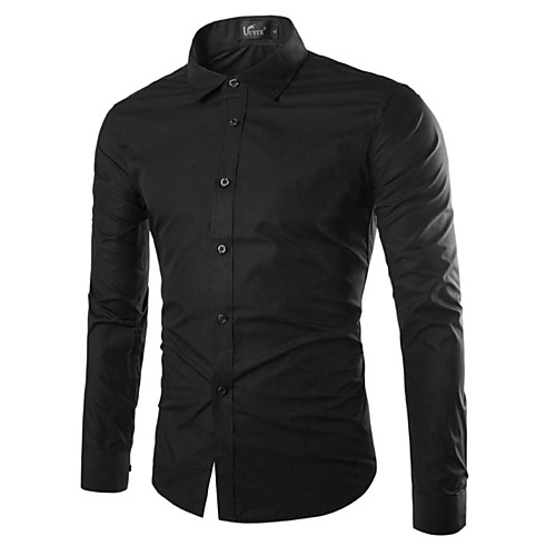 

Men's Shirt Solid Colored Long Sleeve Daily Tops Basic White Black Blue