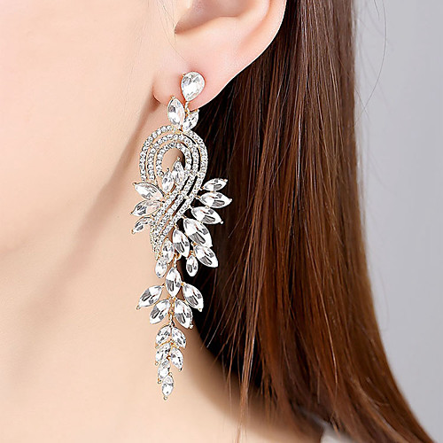 

Women's Clear Cubic Zirconia Earrings Cut Out Stylish Rhinestone Earrings Jewelry Gold / Silver For Wedding Party 1 Pair