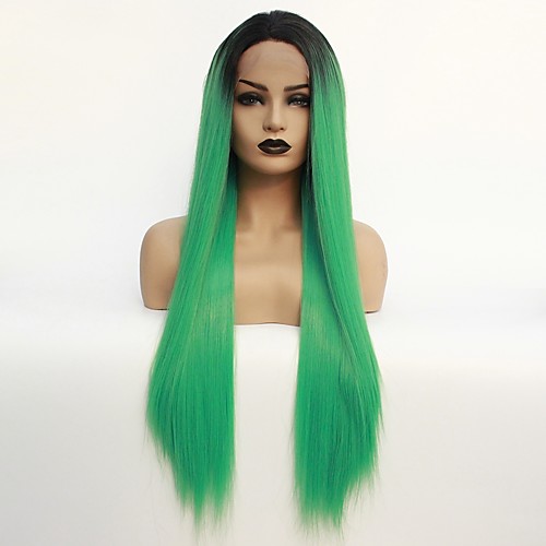 

Synthetic Lace Front Wig Ombre Straight Middle Part Lace Front Wig Blonde Long Black / Green Synthetic Hair 22-26 inch Women's Heat Resistant Color Gradient Dark Roots Blonde / Glueless