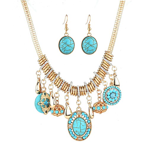 

Women's Turquoise Drop Earrings Classic Hyperbole Ethnic Fashion western style Elizabeth Locke Rhinestone Earrings Jewelry Gold For Party Festival 1 set