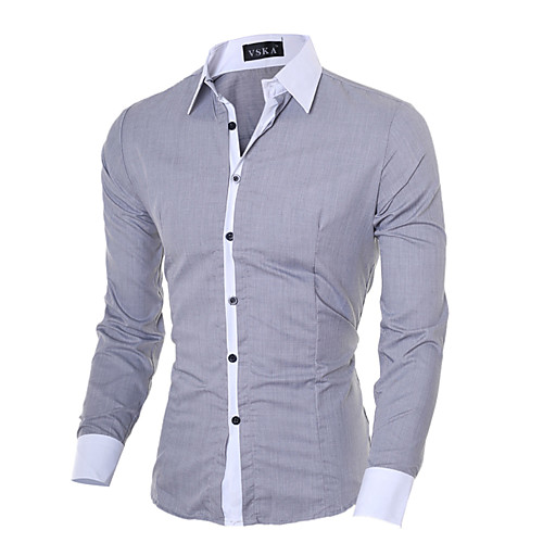 

Men's Shirt Solid Colored Long Sleeve Daily Tops Business Basic White Black Blue