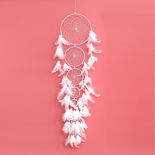 

Boho Dream Catcher Handmade Gift Wall Hanging Decor Art Ornament Craft Feather 5 Circle 9520cm for Kids Bedroom Wedding Festival