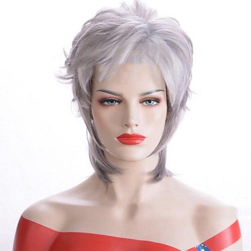 

Costume Accessories Straight Side Part Wig Short Grey Synthetic Hair 33 inch Women's Women Gray