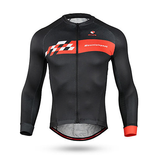 

Mountainpeak Men's Long Sleeve Cycling Jersey Winter Coolmax White Black Bike Jersey Top Mountain Bike MTB Road Bike Cycling Breathable Quick Dry Anatomic Design Sports Clothing Apparel / Stretchy