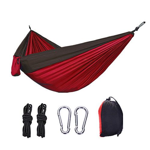 

Camping Hammock Double Hammock Outdoor Portable Quick Dry Ultra Light (UL) Breathability Wearable Parachute Nylon for 2 person Fishing Camping Patchwork Black Blue Red