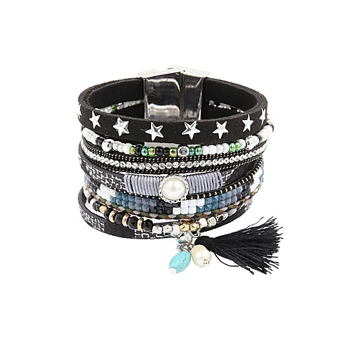 

Women's Leather Bracelet Beads Vintage PU Leather Bracelet Jewelry Black / Yellow / Blue For Gift Daily
