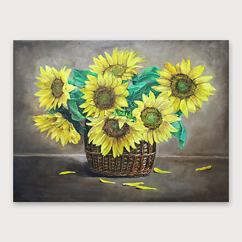 

Oil Painting Hand Painted Horizontal Floral / Botanical Modern Stretched Canvas