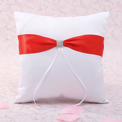 

Silk Like Satin Ribbon Bow / Crystal / Rhinestone Satin Ring Pillow Wedding All Seasons