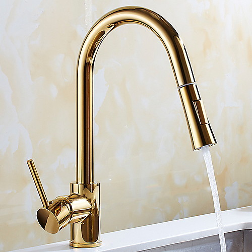 

Pullout Spray Kitchen faucet - Single Handle One Hole Electroplated Pull-out / ­Pull-down / Tall / ­High Arc Free Standing Ordinary Kitchen Taps / Brass