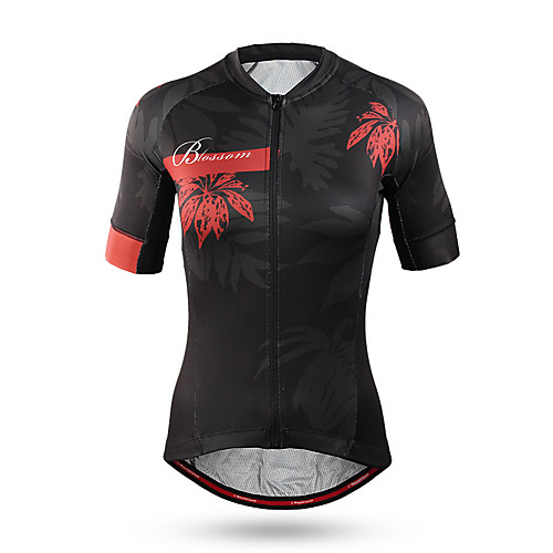 

Mountainpeak Women's Short Sleeve Cycling Jersey Winter Coolmax Black Floral Botanical Bike Jersey Top Mountain Bike MTB Road Bike Cycling Quick Dry Moisture Wicking Anatomic Design Sports Clothing