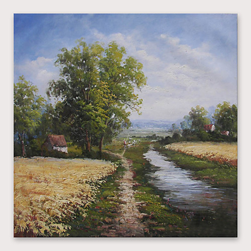 

Oil Painting Hand Painted Square Abstract Modern Stretched Canvas