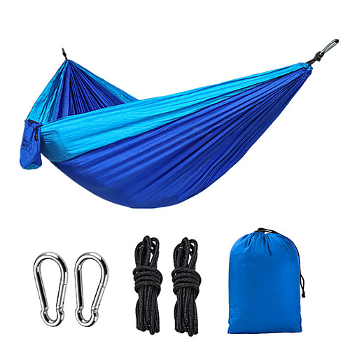 

Camping Hammock Double Hammock Outdoor Portable Ultra Light (UL) Quick Dry Nylon for 2 person Fishing Camping Patchwork - Red Dark Blue Yellow 300200 cm