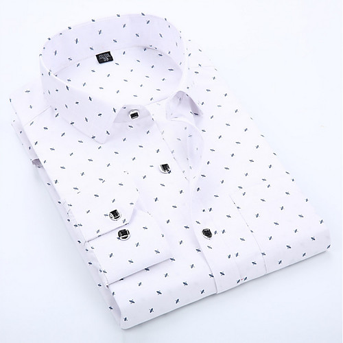 

Men's Shirt Polka Dot Geometric Print Long Sleeve Daily Tops Business Basic White Blue Blushing Pink