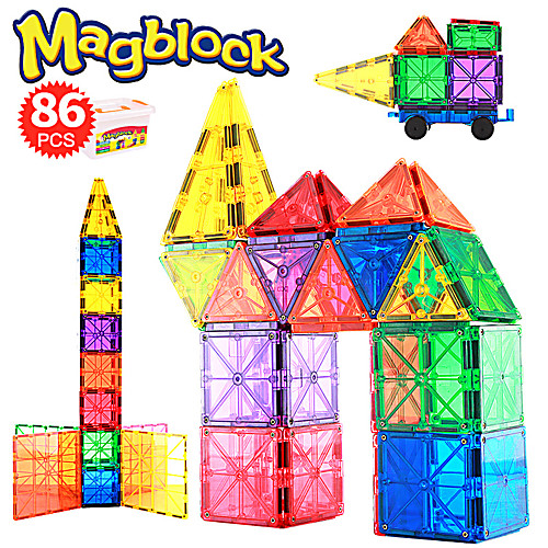 

Magnetic Blocks Magnetic Tiles Building Bricks 86 pcs Creative Geometric Pattern Color Gradient Building Toys All Boys' Girls' Toy Gift / Kid's