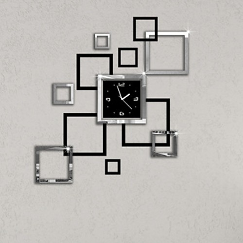 

Modern Style Plastic & Metal Irregular Indoor AA Batteries Powered Decoration Wall Clock Mirror Polished No