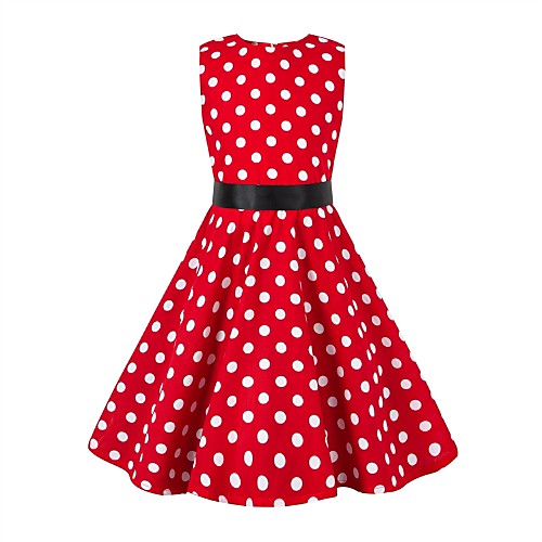 

Audrey Hepburn Dresses Floral Style 1950s Hepburn Vintage Dress JSK / Jumper Skirt Rockabilly Prom Dress Girls' Kid's Costume Red / White Vintage Cosplay Party / Evening Family Gathering Festival