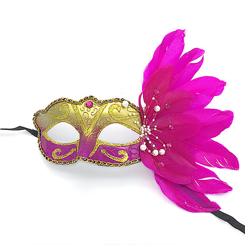 

Feather Mask Venetian Mask Masquerade Mask Inspired by Princess Cosplay Black White Sexy Halloween Carnival Masquerade Adults' Women's Female / Half Mask