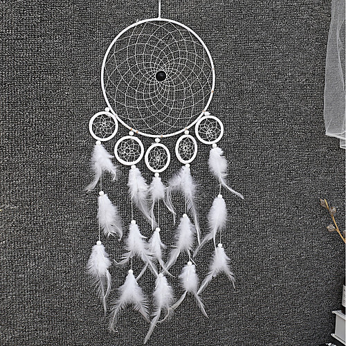 

Boho Dream Catcher Handmade Gift Wall Hanging Decor Art Ornament Craft Feather 6 Circles 6520cm for Kids Bedroom Wedding Festival