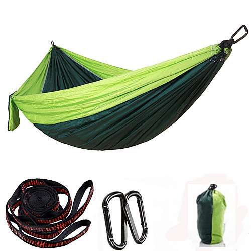 

Camping Hammock Outdoor Ultra Light (UL) Quick Dry Breathability Parachute Nylon with Carabiners and Tree Straps for 3 Fishing Camping Orange Red Dark Green 300200 cm