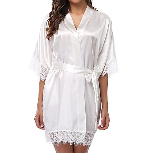 

Normal Polyester Robes Sexy Solid Colored Wedding Lace