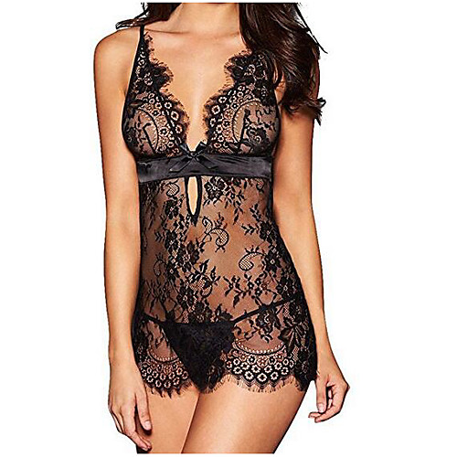 

Women's Lace Babydoll & Slips / Lace Lingerie / Suits Nightwear Solid Colored Black Wine M L XL
