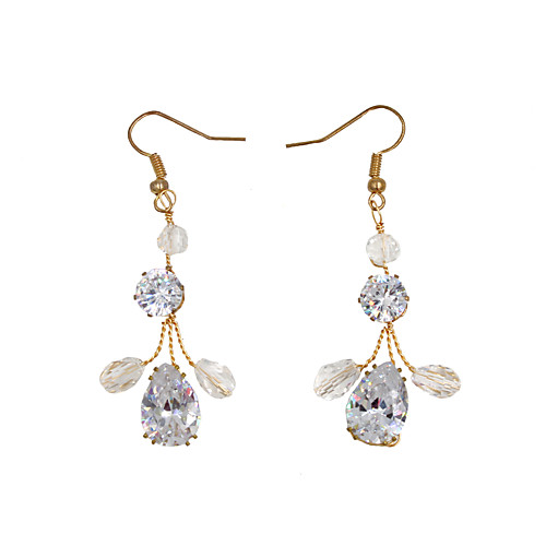 

Women's Drop Earrings Pear Cut Unique Design Imitation Diamond Earrings Jewelry Gold For Wedding Party Festival 1 Pair