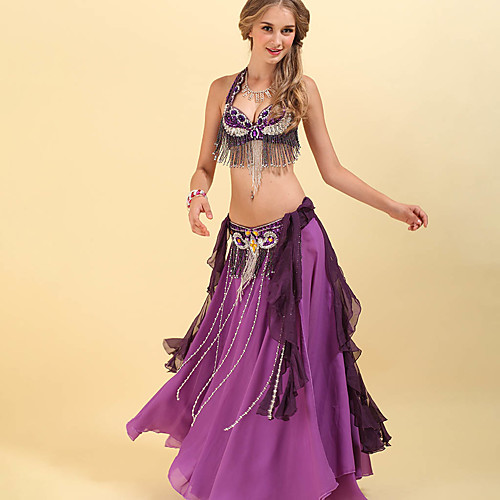 

Belly Dance Skirts Tassel Paillette Women's Training Performance Sleeveless Dropped Polyester