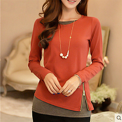 

Women's Solid Colored Zipper Fashion Slim T-shirt Daily Black / Blue / Purple / Red