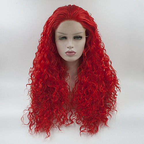 

Synthetic Lace Front Wig Curly Free Part Lace Front Wig Long Red Synthetic Hair 18-26 inch Women's Adjustable Lace Heat Resistant Red