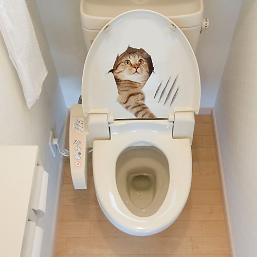 

Cute Animals Toilet Stickers - Animal Wall Stickers Animals Bathroom / Kids Room 2525cm