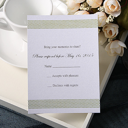 

Flat Card Wedding Invitations 20 - Response Cards Floral Style Pearl Paper