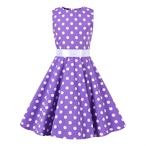 

Audrey Hepburn Dresses Floral Style 1950s Hepburn Vintage Dress JSK / Jumper Skirt Rockabilly Prom Dress Girls' Kid's Costume Purple Vintage Cosplay Party / Evening Family Gathering Festival