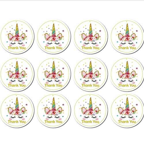 

Unicorn / Wedding / New Baby Stickers, Labels & Tags - 12 pcs Oval Stickers All Seasons