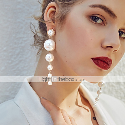

Women's Drop Earrings Long Floating Stylish Elegant Imitation Pearl Earrings Jewelry Beige / White For Gift Ceremony Festival 1 Pair