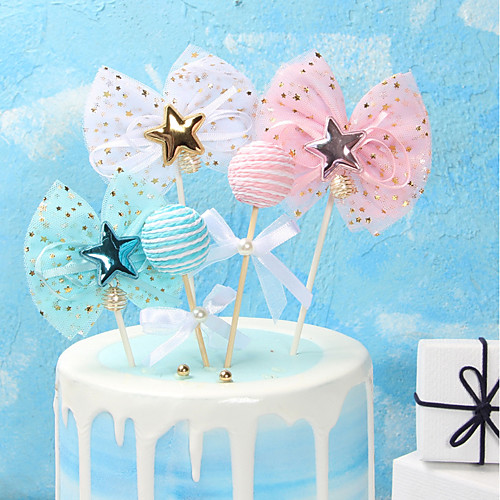 

Cake Topper Classic Theme / Holiday / Wedding Artistic / Retro / Unique Design Fabrics Party / Birthday with Splicing 4 pcs OPP