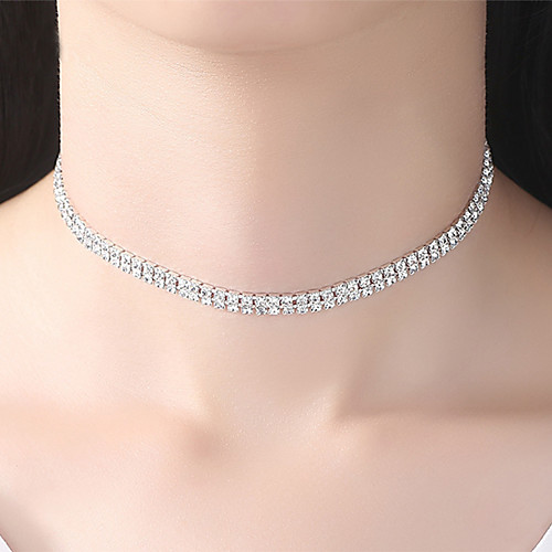 

Women's Choker Necklace Tennis Chain Simple Fashion Elegant Chrome Imitation Diamond Silver 35 cm Necklace Jewelry 1pc For Wedding Evening Party
